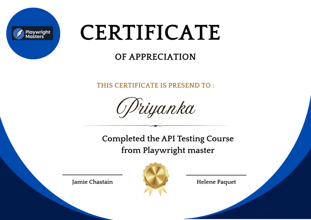 playwright Automation Testing Course Certificate